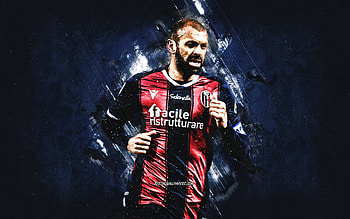Danilo Larangeira, Bologna FC, Brazilian footballer, Serie A, soccer, blue stone background HD wallpaper