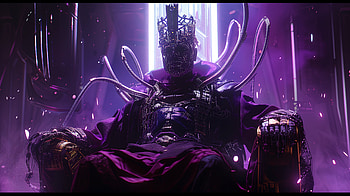Undying Emperor, king, cyberpunk, throne, futuristic HD wallpaper