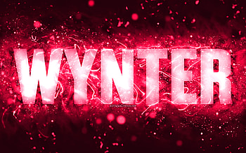 Happy Birtay Wynter, , pink neon lights, Wynter name, creative, Wynter Happy Birtay, Wynter Birtay, popular american female names, with Wynter name, Wynter HD wallpaper