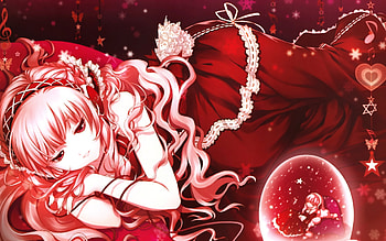 Megurine Luka, sexy, luka, hot, cute, beautiful, vocaloid, dress, beauty, anime girl, pink, vocaloids, red, megurine HD wallpaper