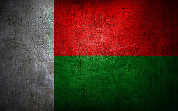 Madagascar metal flag, grunge art, African countries, Day of Madagascar, national symbols, Madagascar flag, metal flags, Flag of Madagascar, Africa, Madagascar HD wallpaper