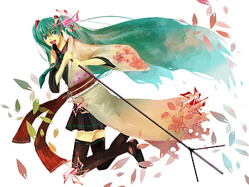 Hatsune Miku, awesome, uniform, artistic, nice, digital, cg, petals, hatsune, sexy, outfit, white, art, twintail, hot, girl, headset, singer, aqua, anime girl, anime, pretty, virtual, blue, kimono, black, song, heads, leggings, cute, vocaloid, beauty, miku, music, vocaloids, thighhighs, program, skirt, beautiful, diva, tie, pink, red, sakura, cool, flowers, idol, micro HD wallpaper