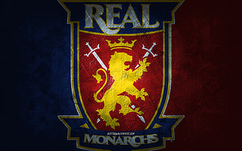 Real Monarchs FC, American soccer team, burgundy background, Real Monarchs FC logo, grunge art, USL, soccer, Real Monarchs FC emblem HD wallpaper