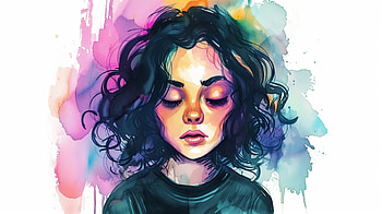 Sad Lofi Girl Colorful Art, sad lofi girl, portrait, watercolor, girl, artistic HD wallpaper
