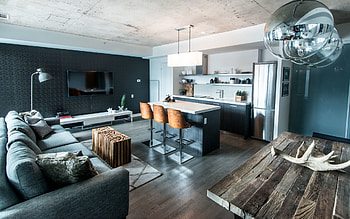 stylish apartment design, loft style, loft interior, loft style dining room, loft style kitchen, stylish interior design, dining room project, kitchen project HD wallpaper