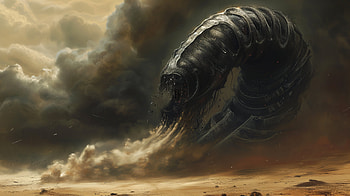 Majestic Sandworm Emergence - Fantasy, sandworm, fantasy, desert, environment HD wallpaper
