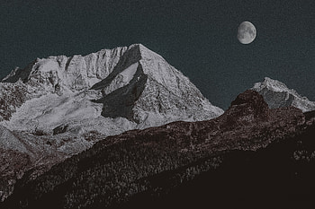 Snow Covered Mountain Moon , mountains, snow, nature HD wallpaper
