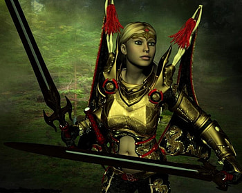 Warrior, abstract, swords, fantasy HD wallpaper