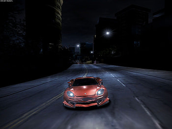 need for speed carbon, racing, car, red, fast, street, game, road, stunt, night shot HD wallpaper