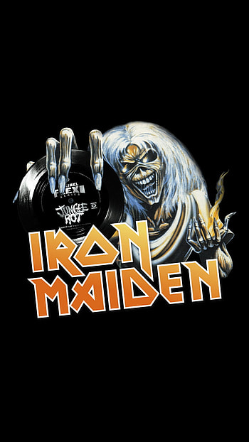 Iron Maiden, orange, black, eddie HD phone wallpaper