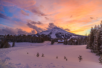 Winter, Nature, Sunset, Snow, Mountain, Montana HD wallpaper