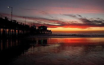 Long Beach, Beachside relaxation, Pier view, Sandy shores HD wallpaper