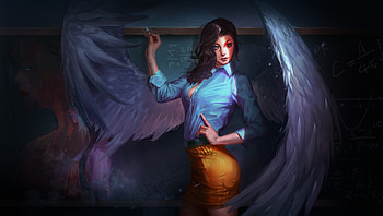 Fantasy Angel Teacher, angel, fantasy-girls, artist, artwork, digital-art HD wallpaper