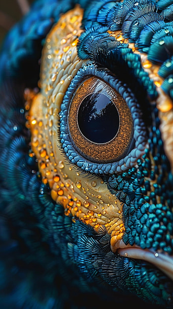 Peacock Close Up, peacock, blue, eye, water HD phone wallpaper