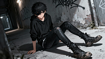 Midnight Shadow — Emo Anime Boy, Hoodie, Black Hair HD wallpaper