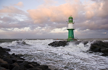 Man Made - Lighthouse Storm Rock Wave Sea Ocean Horizon HD wallpaper