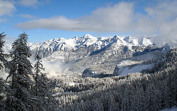 snowy-mountains, snow, hot, nature, mountains, reflections HD wallpaper