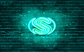 Sapphire turquoise logo, , turquoise brickwall, Sapphire logo, brands, Sapphire neon logo, Sapphire HD wallpaper