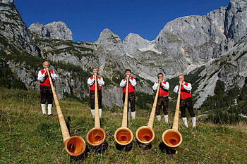 Alphorn blser aus, Alphorn experience, Lammertaler heuart fest, Swiss customs HD wallpaper