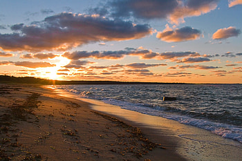 Sunset., sea, clouds, evening, sunset HD wallpaper