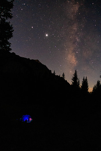 Nature, Mountains, Stars, Night, Dark, Tent, Camping, Campsite HD phone wallpaper