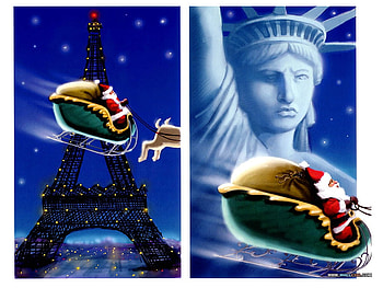 Santa around the world, holiday, paris, christmas, new york, santa HD wallpaper