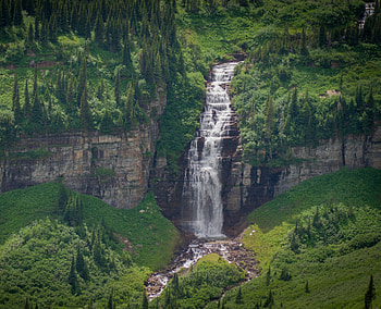 Mountains, waterfall, river, nature HD wallpaper