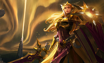 Leona, fantasy, yellow, sangsoo jeong, girl, armor HD wallpaper