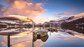 Lake Boats Reflection HD wallpaper