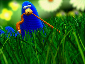 BLUE BIRD, blue, worm, funny, bird HD wallpaper