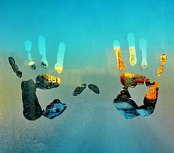 Handprint, glass, 3D, abstract HD wallpaper