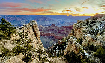 Sunrise at Grand Canyon, Arizona, sky, landscape, clouds, colors, rocks, usa HD wallpaper
