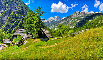 Nature, Grass, Mountains, Sun, Summer, Slovenia HD wallpaper