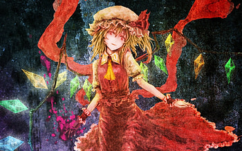 Touhou, Scarlet, Short Hair, Amazing, Manga, Mean, Scary, Red Dress, Beautiful, Dress, Gorgeous, Emotional, Hat, Crazy, Flandre, Anime Girl, Red Eyes, Lovely, Sinister, Awesome, Anime, Pretty, Mad, Serious, Dark, Angry, Blonde Hair, Wings, Creepy, Blond Hair HD wallpaper