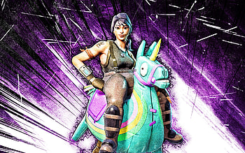 Yee-Haw, grunge art, Fortnite Battle Royale, Fortnite characters, Yee-Haw Skin, violet abstract rays, Fortnite, Yee-Haw Fortnite HD wallpaper
