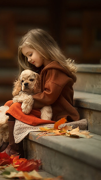 Friendship Whatsapp, Little Girl, Doggy, pet animal HD phone wallpaper