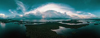 Nature, Trees, Sunset, View From Above, Horizon, Ocean, Island HD wallpaper