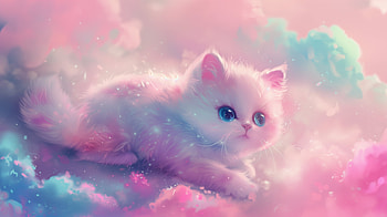 Adorable Cat in Dreamy Pastel Clouds - Cute Animal, Animal, cat, cute, cute cat, Digital Art HD wallpaper