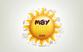 2022 May Calendar, 3d sun, summer, May, 2022 spring calendars, May 2022 Calendar, 3d sun background HD wallpaper