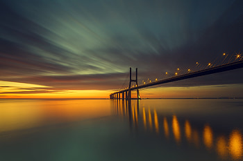 Bridge, night, scene, portugal HD wallpaper