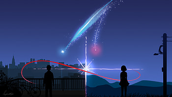 Makoto Shinkai, Your Name, Dual screen beauty, Mesmerizing visuals HD wallpaper