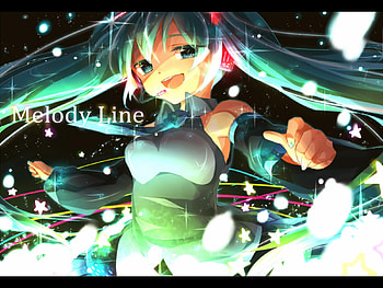 Melody Line, glow, awesome, stars, nice, hatsune, aqua eyes, sexy, hatsune miku, twintail, hot, girl, headset, singer, aqua, anime, pretty, virtual, colorful, black, song, heads, cute, ribbons, vocaloid, beauty, miku, music, vocaloids, program, beautiful, diva, tie, aqua hair, cool, idol, micro HD wallpaper