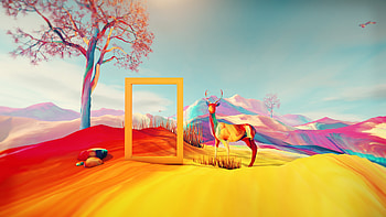 Colorful Digital Art Deer, digital-art, artist, colorful, behance, deer HD wallpaper