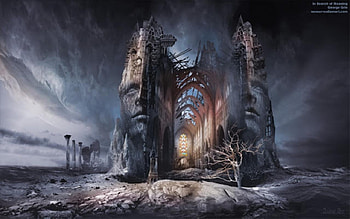 Split Personality, building, gothic, face, church HD wallpaper