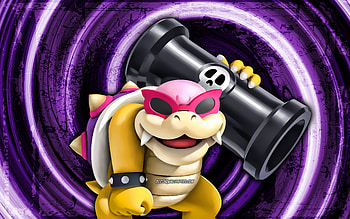 Roy Koopa, violet grunge background, vortex, Super Mario, cartoon monster, Super Mario characters, Super Mario Bros, Roy Koopa Super Mario HD wallpaper