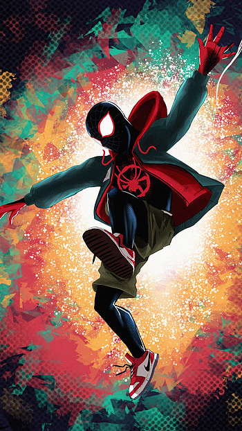 spider man in verse, street dance, flash graphy, spider man, colour ful, designs HD phone wallpaper