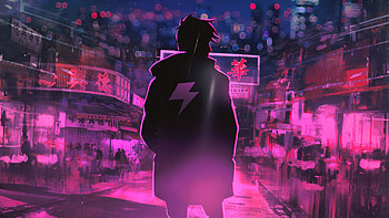 Neon Light Hero , neon, artist, artwork, digital-art, pink HD wallpaper