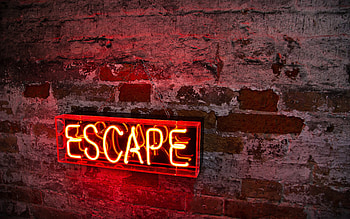 ESCAPE, typography, neon, lights HD wallpaper