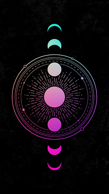Abstract, Art, Sun, Moon, Circles HD phone wallpaper