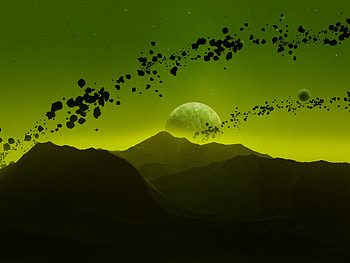 Landscape, Planets, Universe, Mountains, Shining, Space, Cosmic, Asteroids HD wallpaper